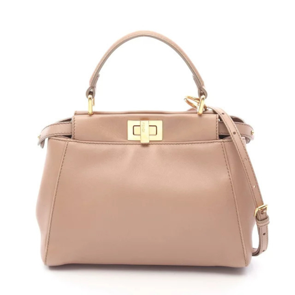 Fendi Peekaboo Handbag Leather Beige Cream